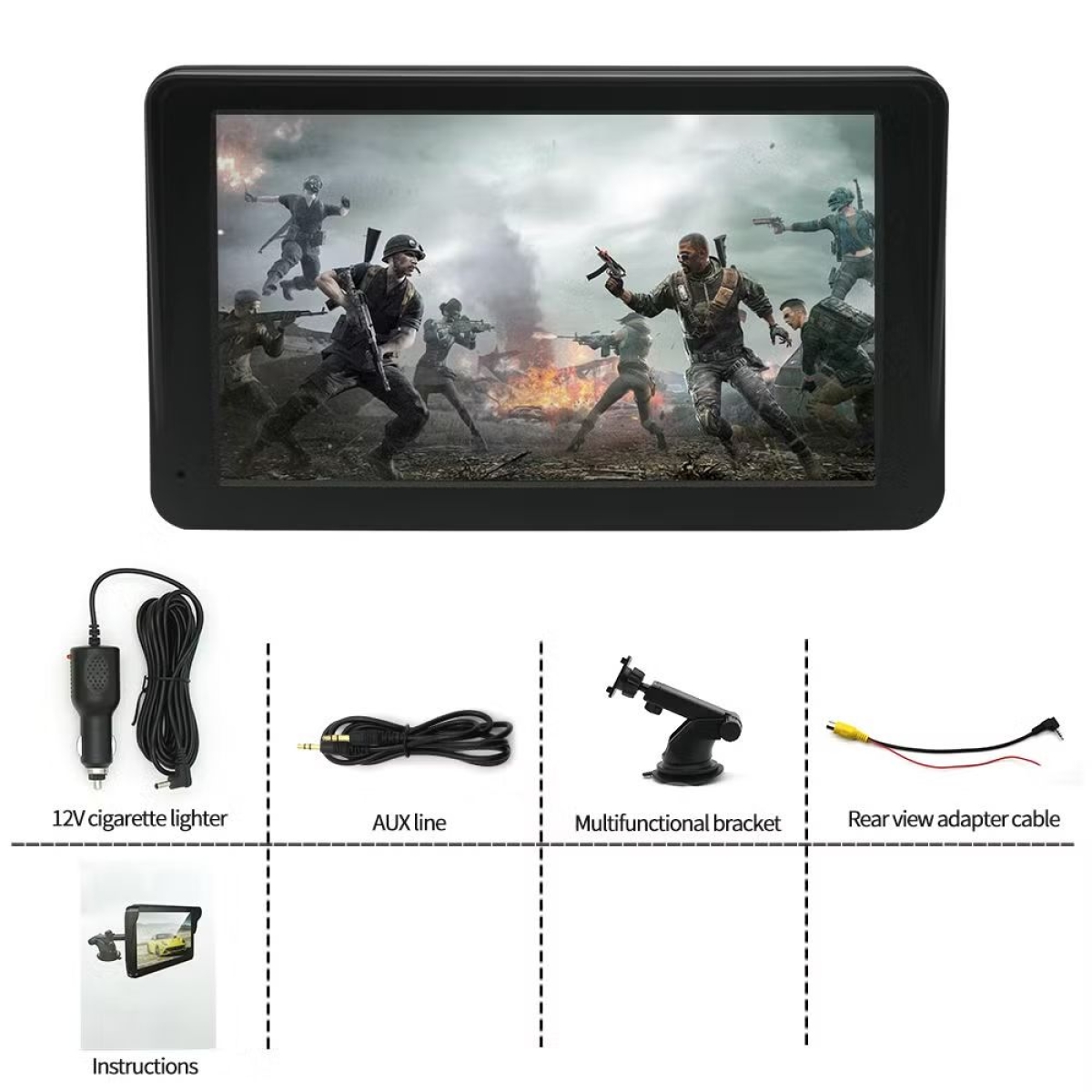 Κάμερα Καταγραφής HD DVR Οπισθοπορείας Αυτοκινήτου με Οθόνη 7" και Βεντούζα (USB/Bluetooth/AUX/FM/GPS/Wi-Fi) 12-24V 3A CTC-7107B PERVOI