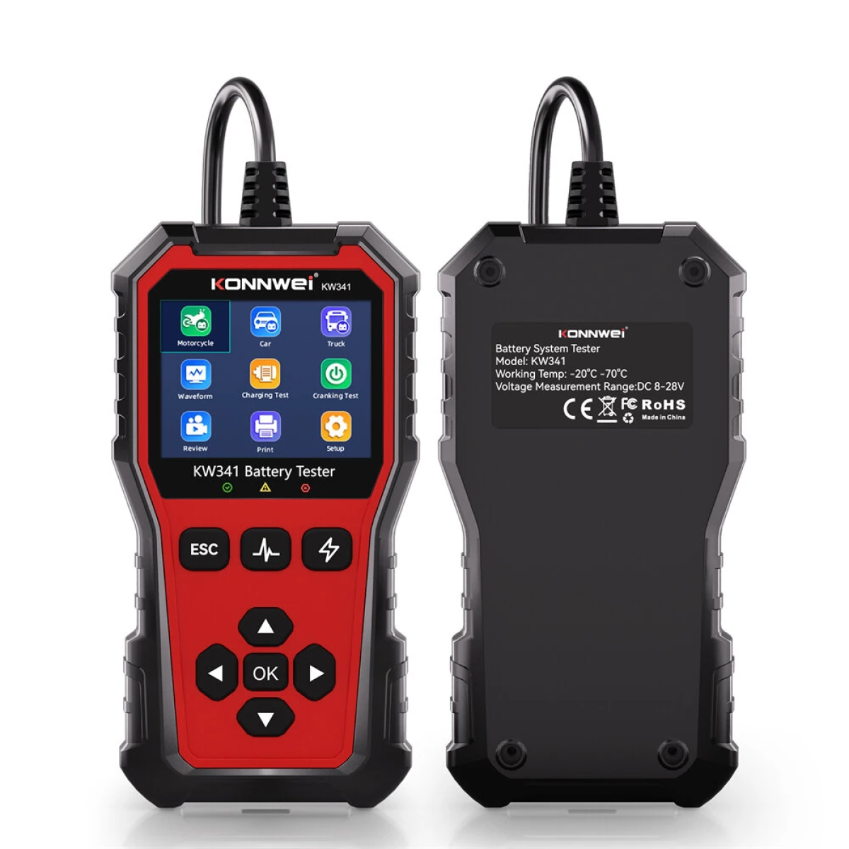 Konnwei KW341 Ψηφιακό Battery Tester Αυτοκινήτου Με Έγχρωμη Οθόνη 2.8" - Image 2