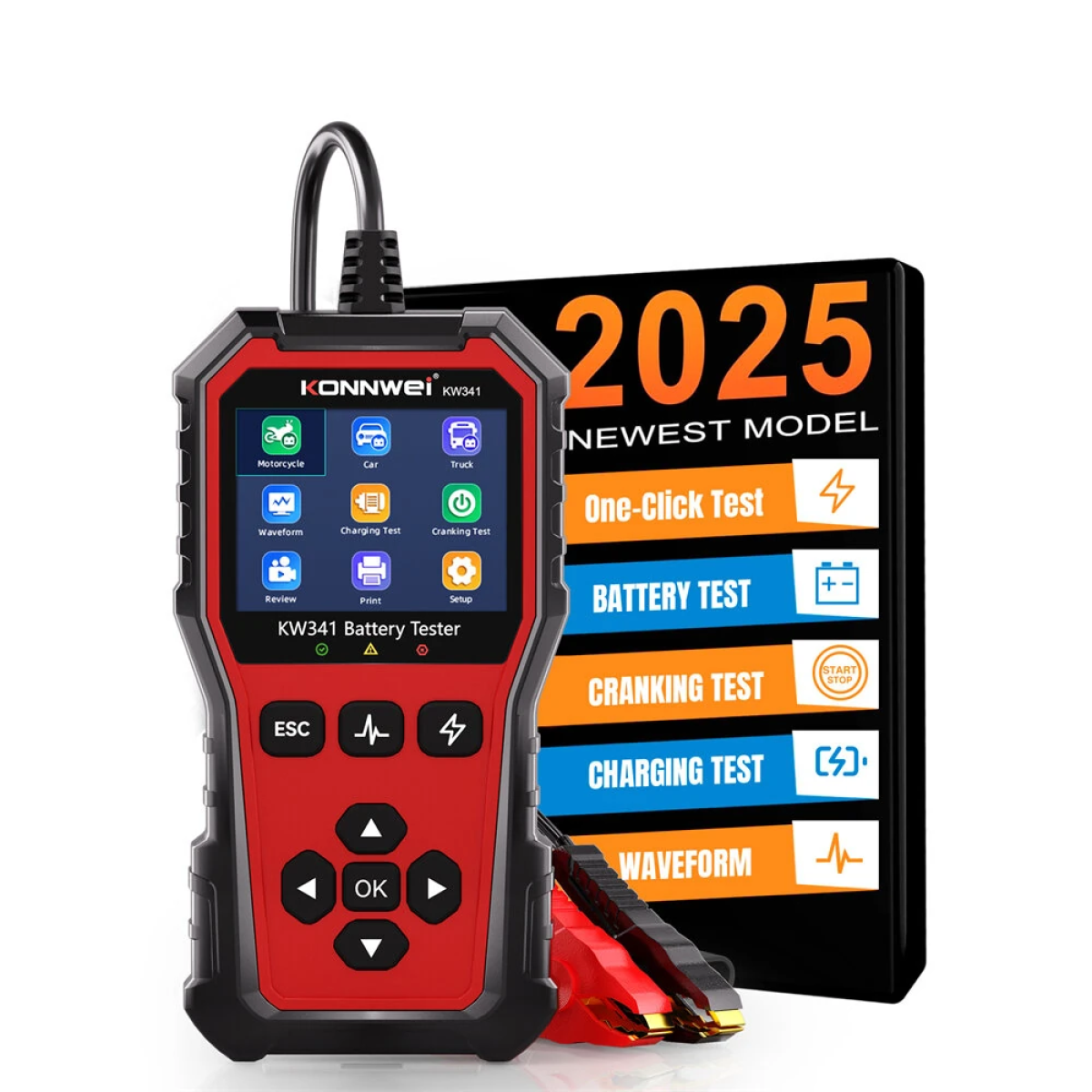 Konnwei KW341 Ψηφιακό Battery Tester Αυτοκινήτου Με Έγχρωμη Οθόνη 2.8" - Image 3