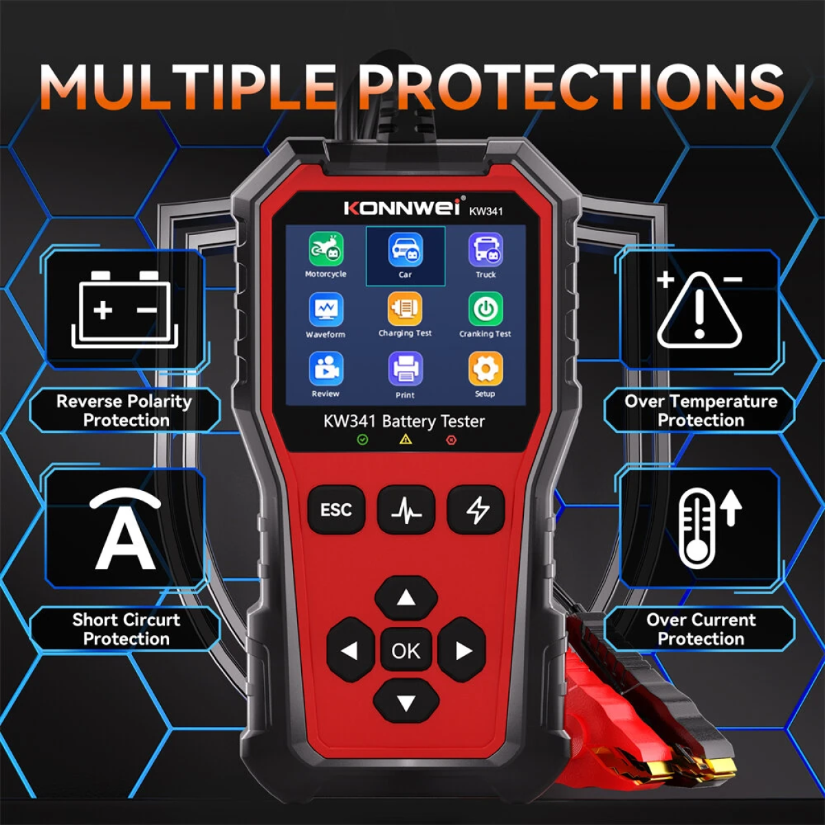 Konnwei KW341 Ψηφιακό Battery Tester Αυτοκινήτου Με Έγχρωμη Οθόνη 2.8" - Image 8