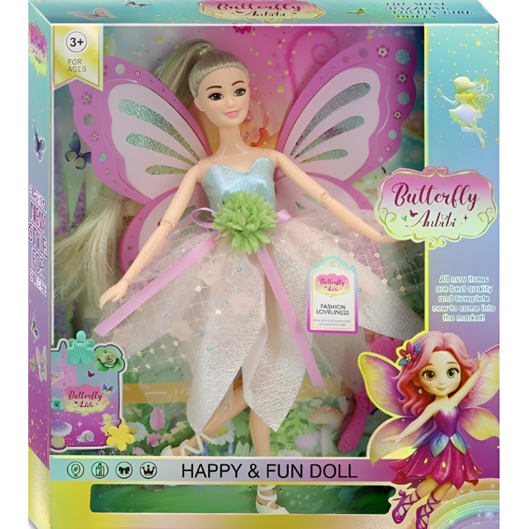 Κούκλα Butterfly Fairy Με Φτερά Και Φόρεμα Τούλι WX603A1-3
