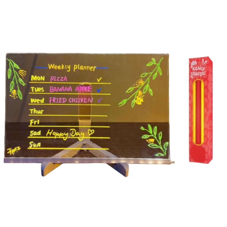 Λαμπάδα 3D Ακρυλικός Πίνακας LED Γραφής με Στυλό 20x20cm