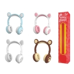 Λαμπάδα Ασύρματα Bluetooth On Ear Ακουστικά BK-5 με Αυτάκια Αρκούδας