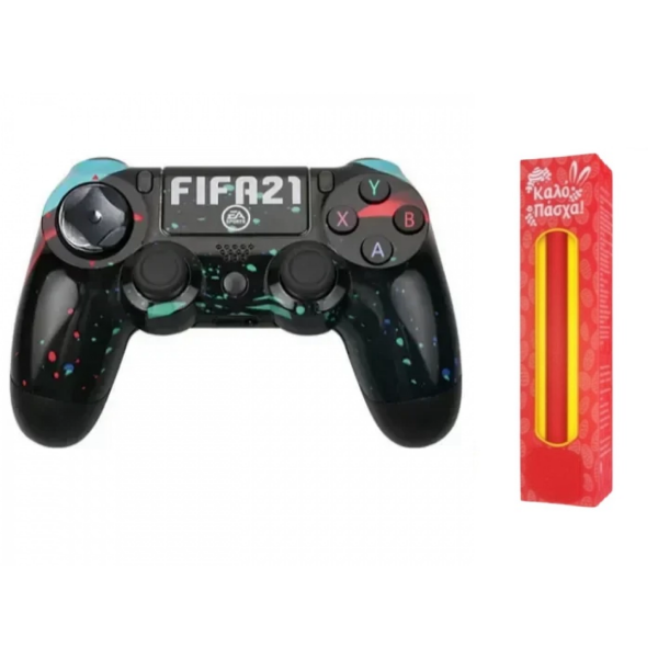 Λαμπάδα Ασύρματο Χειριστήριο Doubleshock 4 Bluetooth Για PS4 FIFA21 Μαύρο
