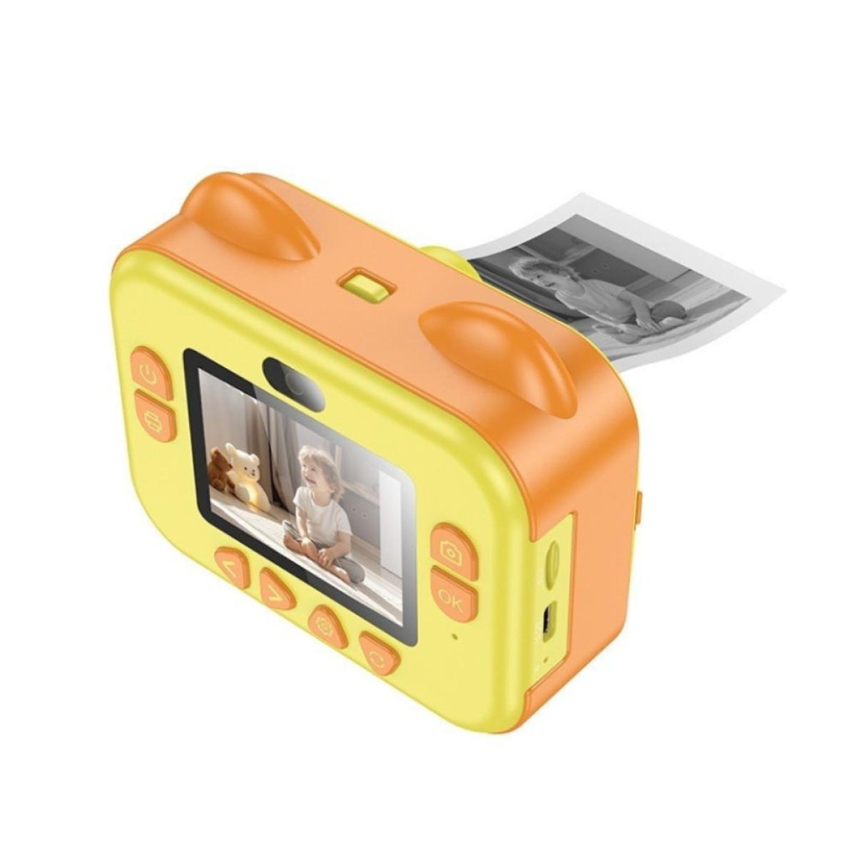 Λαμπάδα Hoco DV204 Compact Παιδική Φωτογραφική Μηχανή 48MP με Εκτυπωτή – Κίτρινη