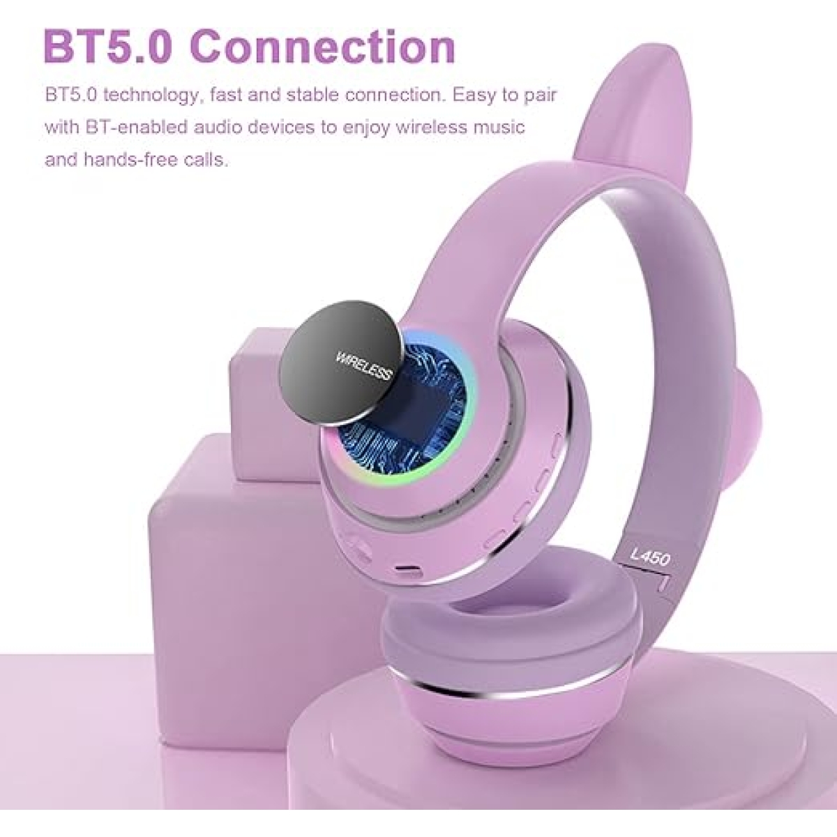 Λαμπάδα L450 Ασύρματα Ακουστικά Cat Ear Headphones - Image 3