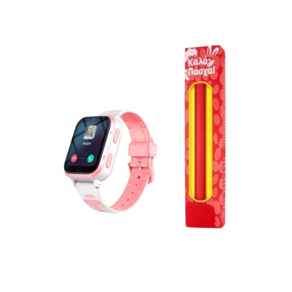 Λαμπάδα Παιδικό Smartwatch A73E με GPS, 4G και Κάμερα HD για Βιντεοκλήσεις - Ροζ