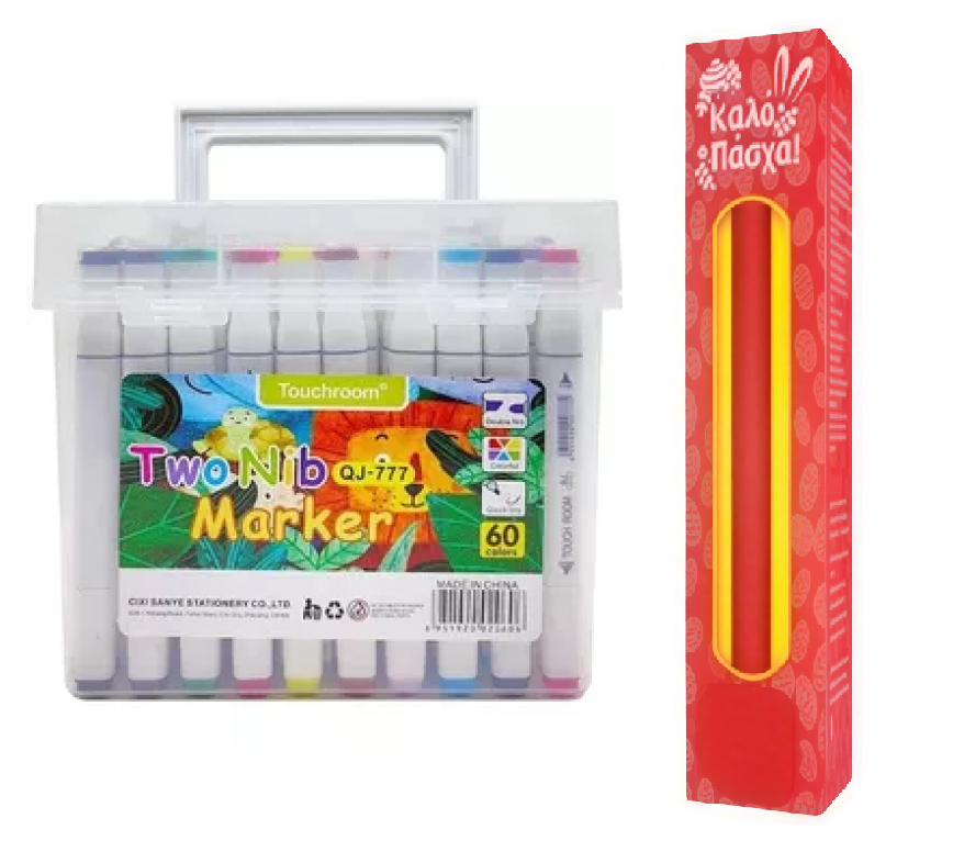 Labada Set Tools Λαμπάδα Σετ Ανεξίτηλοι Μαρκαδόροι 60τμχ με Διπλή Μύτη Touchroom Qj-777 ...