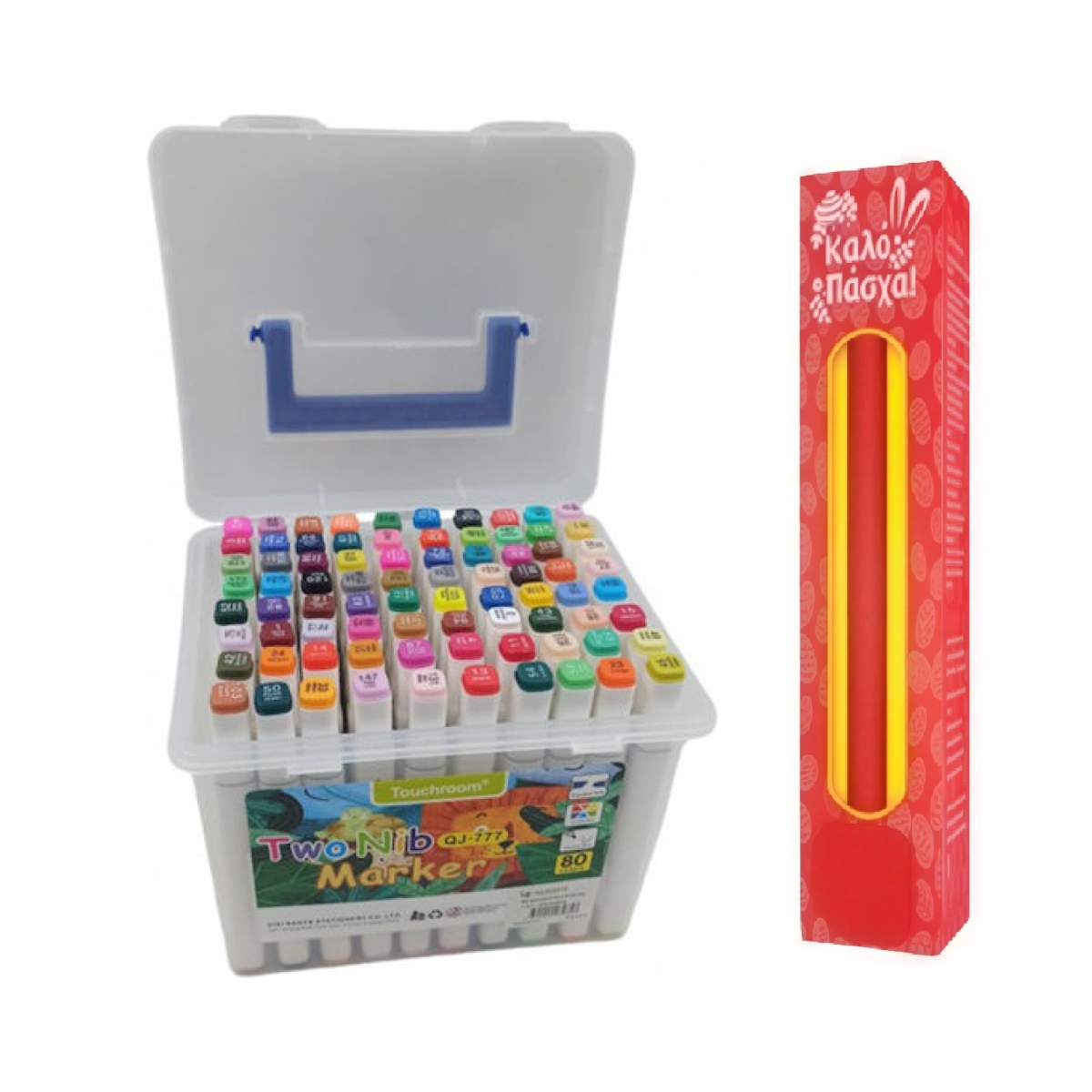 Labada Set Tools Λαμπάδα Σετ Ανεξίτηλοι Μαρκαδόροι 80τμχ με Διπλή Μύτη Touchroom Qj-777 ...