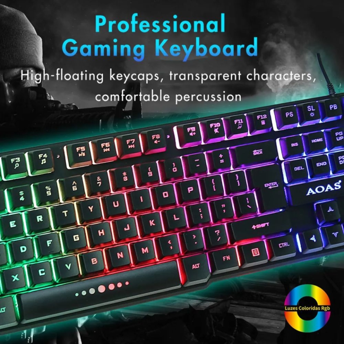 Λαμπάδα Σετ Gaming 4 σε 1 AOAS με ενσύρματο πληκτρολόγιο, ακουστικά, ποντίκι και mousepad με RGB φωτισμό WB-1077