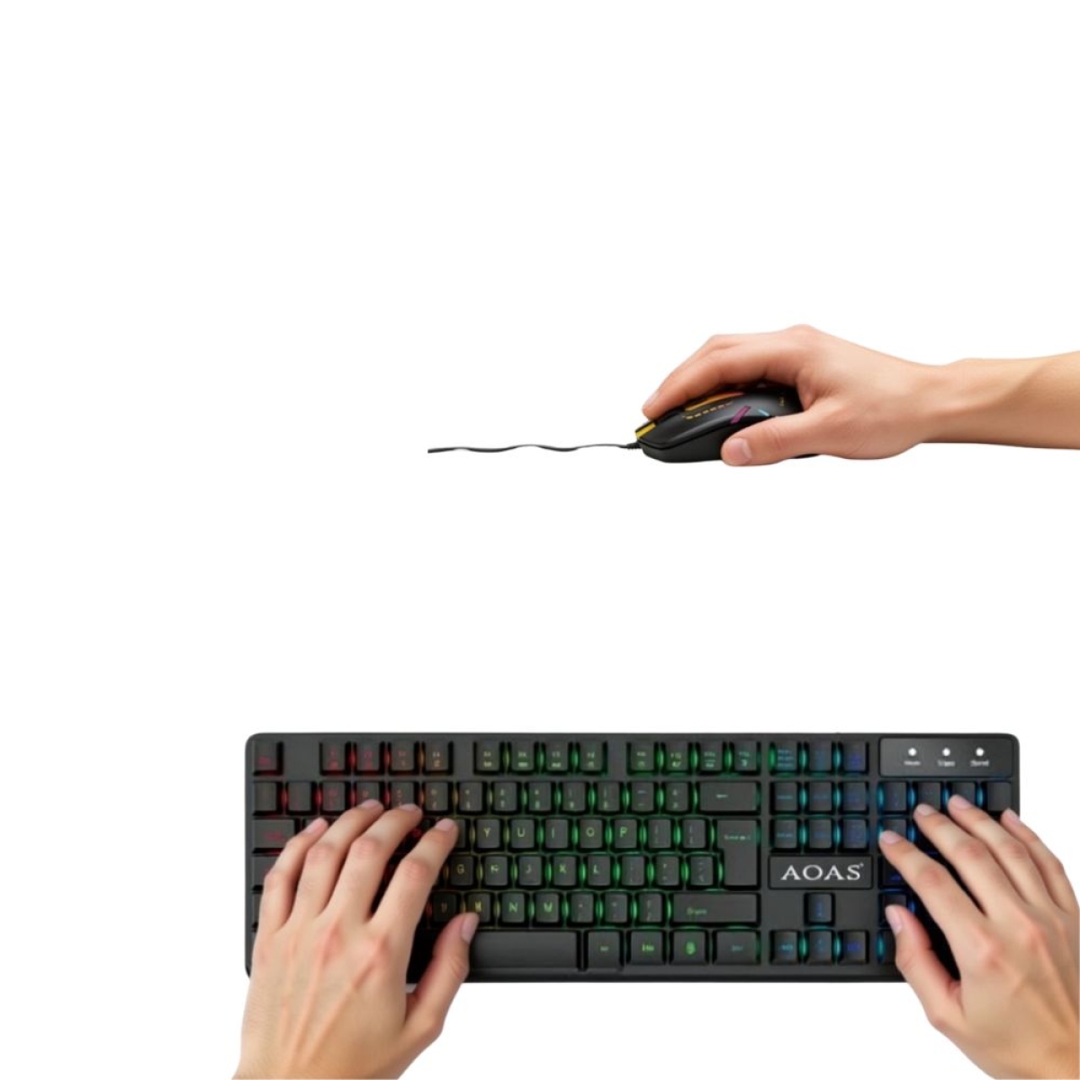 Λαμπάδα Σετ Gaming 4 σε 1 AOAS με ενσύρματο πληκτρολόγιο, ακουστικά, ποντίκι και mousepad με RGB φωτισμό WB-1077