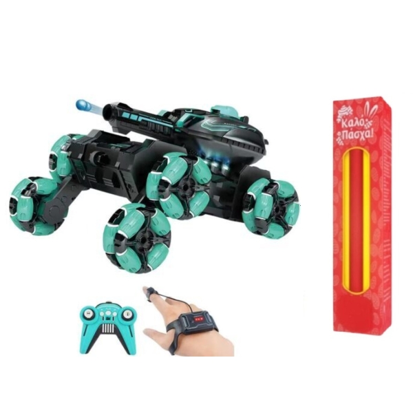 Λαμπάδα Τηλεκατευθυνόμενο Τανκ 6x6 με Water Bomb – Stunt Chariot με Gesture & Remote Control, Drift, Ήχο & Φως
