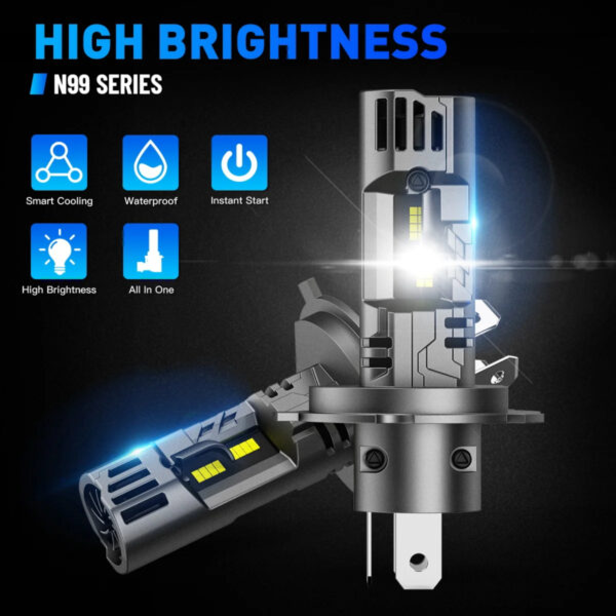 Λάμπες LED Αυτοκινήτου H4 100W 24000lm 6500K Canbus Σετ 2 Τεμαχίων Novsight A500-N99 - Image 3