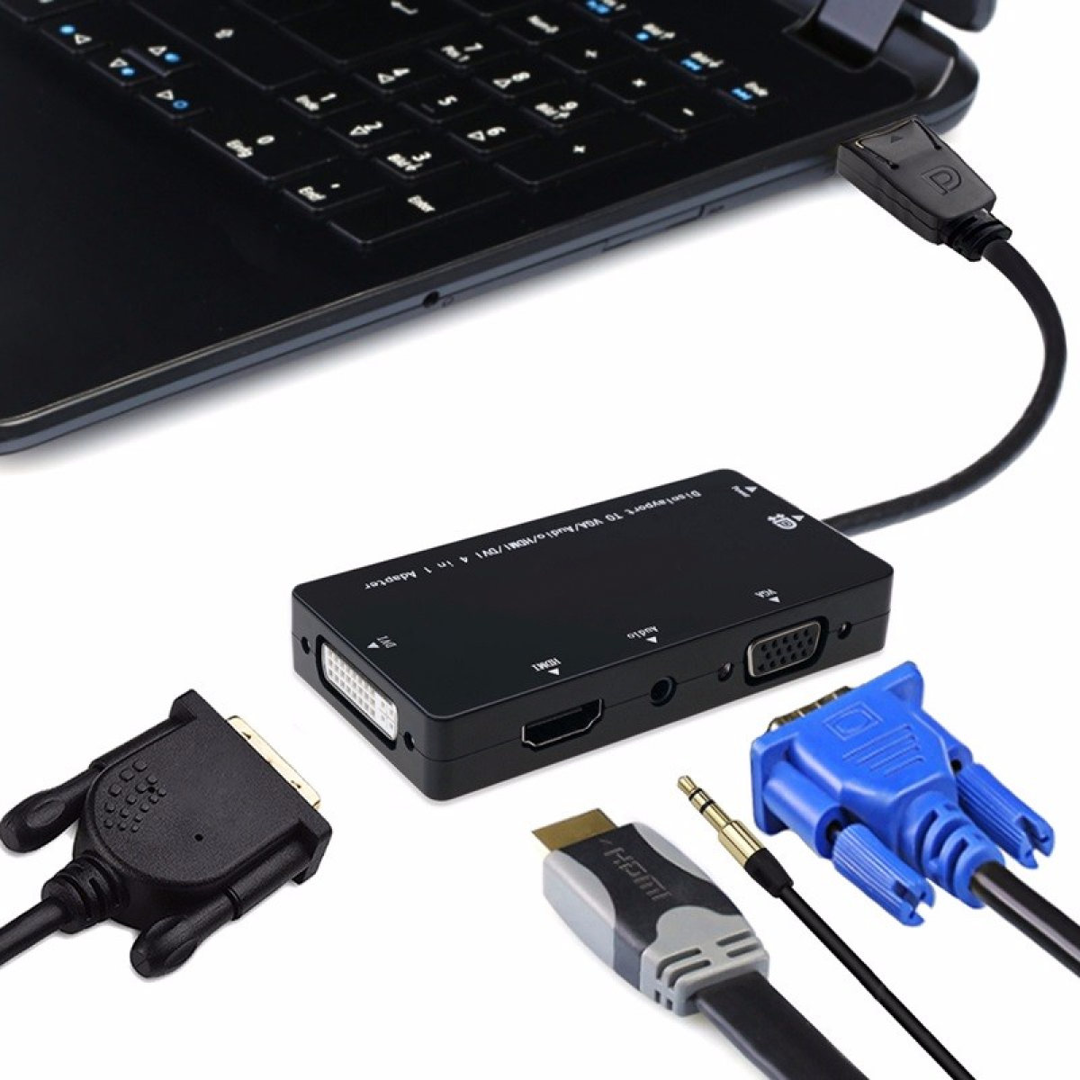 Μετατροπέας DisplayPort Σε HDMI DVI VGA Με Έξοδο Ήχου 4 Σε 1 Andowl Q-DP500 - Image 2