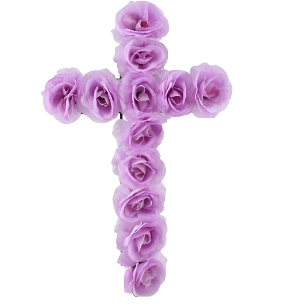 Πασχαλινό Διακοσμητικό Σταυρός με Τεχνητά Λουλούδια 87728