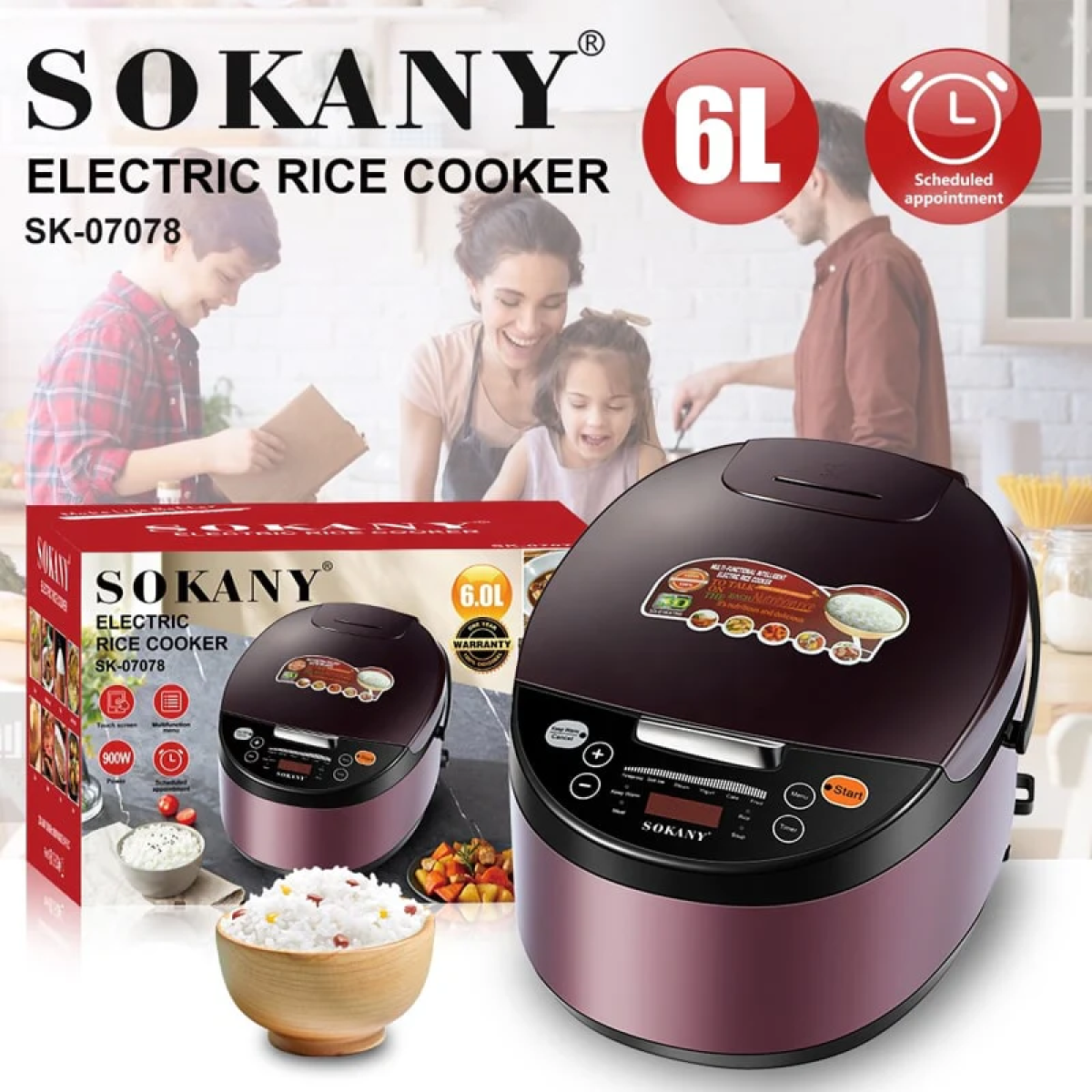 Πολυμάγειρας 6L 900W Με LCD Και 5 Προγράμματα Sokany SK-07078 - Image 2