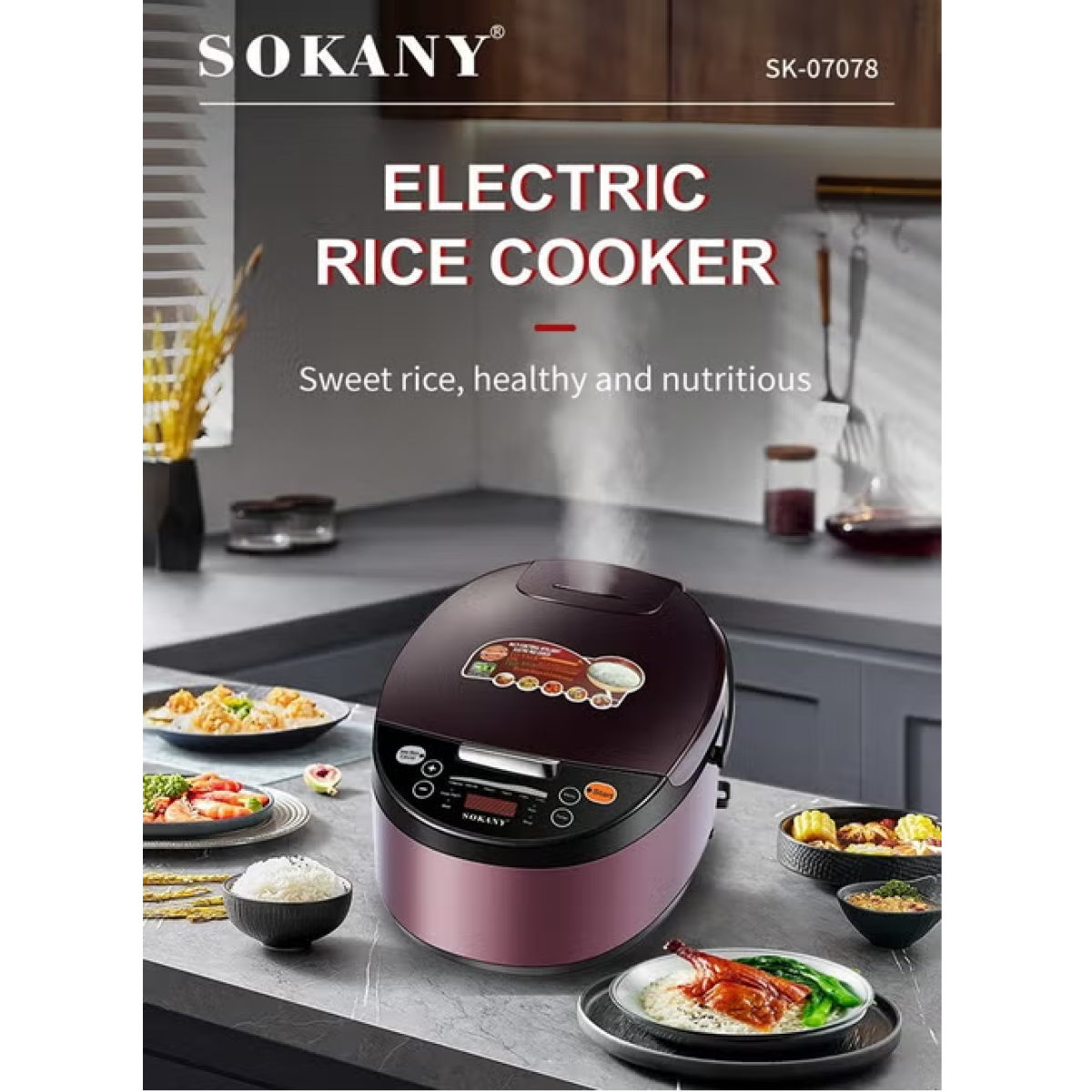 Πολυμάγειρας 6L 900W Με LCD Και 5 Προγράμματα Sokany SK-07078 - Image 4