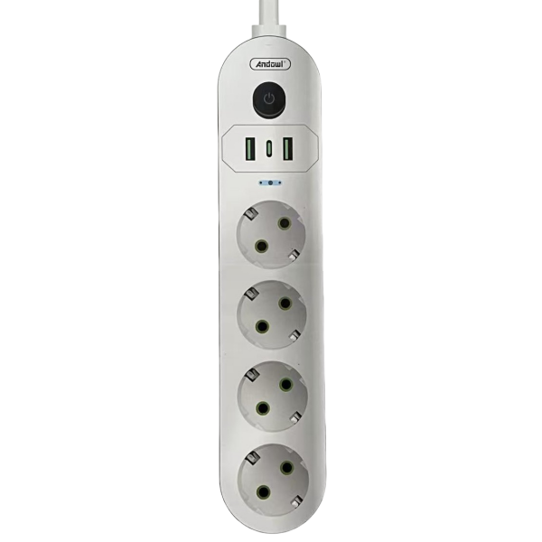 Πολύπριζο 4 Θέσεων Με 2 Θύρες USB Και Διακόπτη 2m 2200W Q-PX460