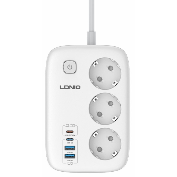 Πολύπριζο με 3 Πρίζες, 2xUSB-A & 2xUSB-C PD 45W Ldnio SE2