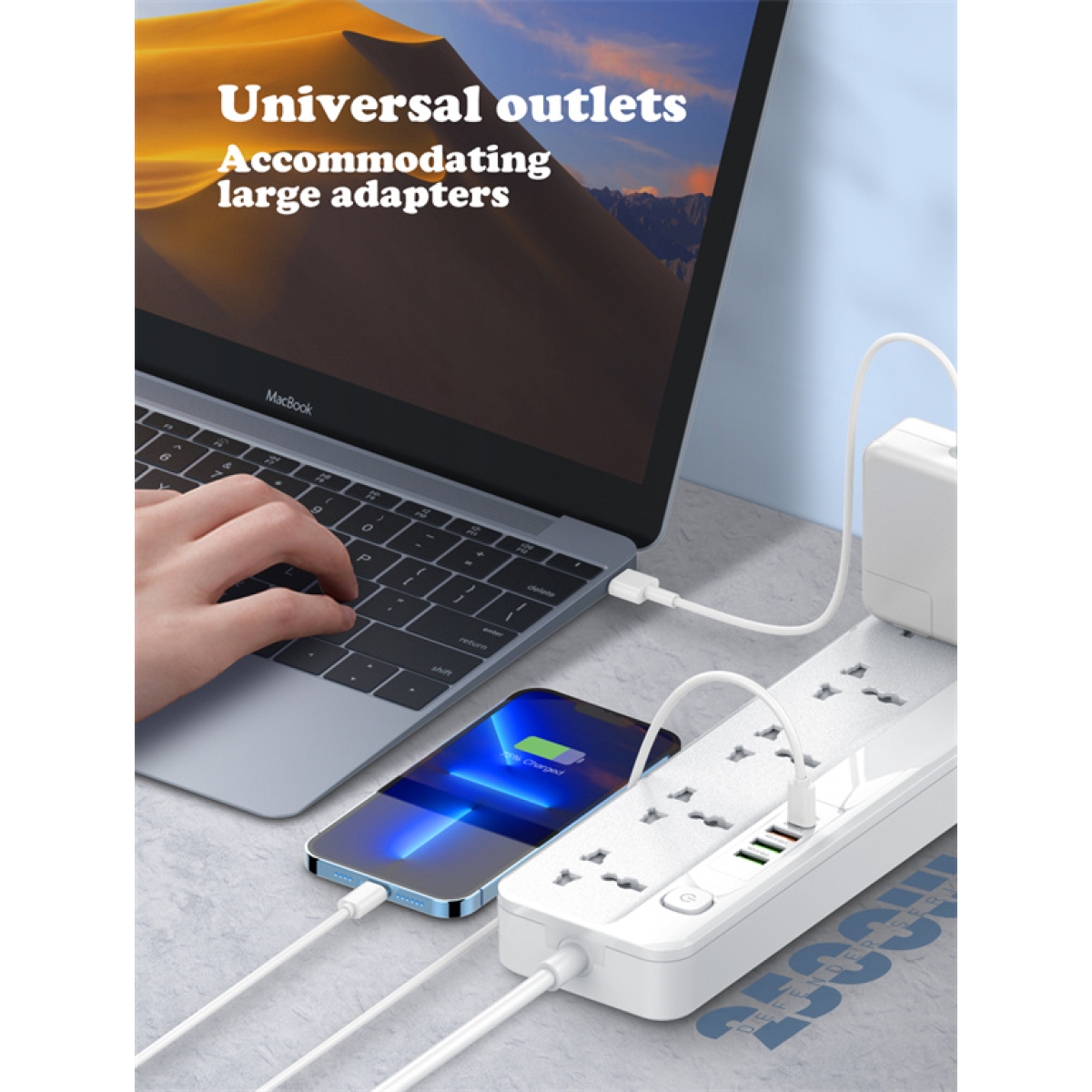 Πολύπριζο Universal Με 5 Πρίζες AC Και 4 Θύρες USB PD/QC 3.0 20W Με Καλώδιο 2m Ldnio SC5415 - Image 4