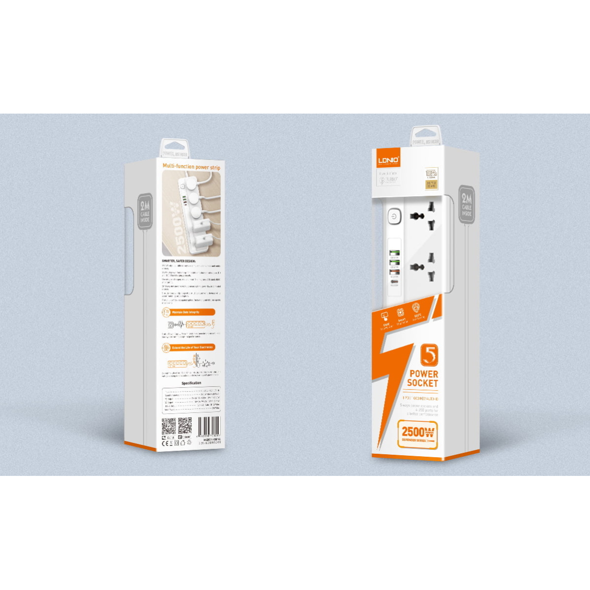 Πολύπριζο Universal Με 5 Πρίζες AC Και 4 Θύρες USB PD/QC 3.0 20W Με Καλώδιο 2m Ldnio SC5415 - Image 7