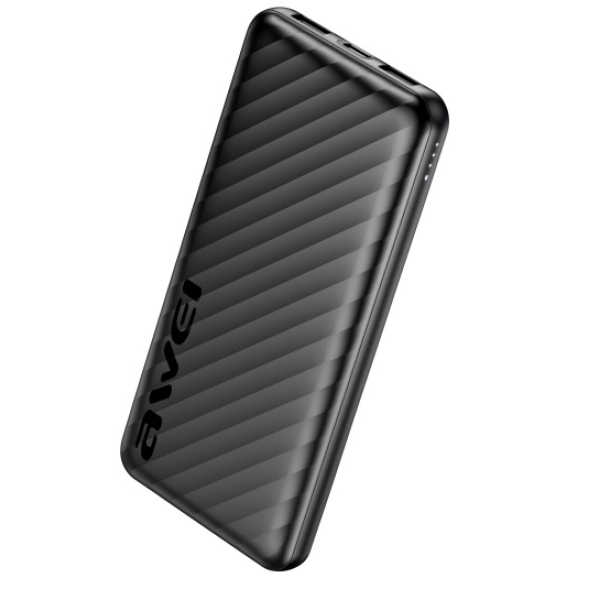 Power Bank 10000mAh Με Διπλή USB Έξοδο Και Fast Charge 2.4A Awei P5k Pro