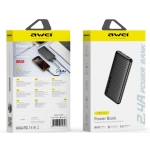 Power Bank 10000mAh Με Διπλή USB Έξοδο Και Fast Charge 2.4A Awei P5k Pro