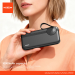 Power Bank 10000mAh Με Ενσωματωμένα Καλώδια & Φως LED Moxom MX-PB189 - Image 2