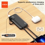 Power Bank 10000mAh Με Ενσωματωμένα Καλώδια & Φως LED Moxom MX-PB189 - Image 4