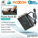 Power Bank 10000mAh Με Ενσωματωμένα Καλώδια & Γρήγορη Φόρτιση 22.5W Moxom MX-PB191 - Image 2
