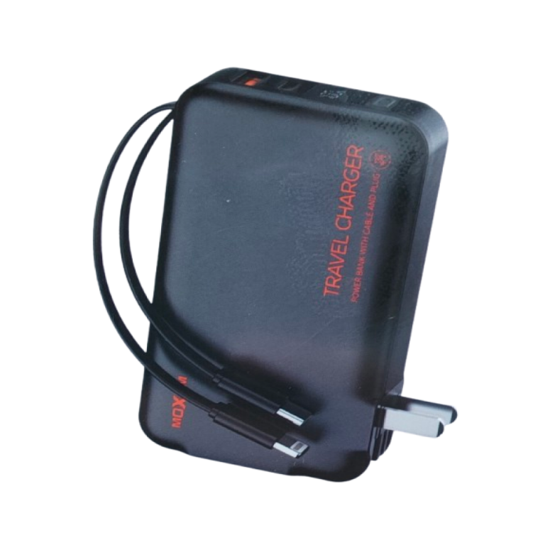 Power Bank 10000mAh Με Ενσωματωμένα Καλώδια Και Βύσμα ΕΕ/UK Moxom MX-PB140
