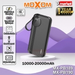 Power Bank 20000mAh Με Ενσωματωμένα Καλώδια & Φως LED Moxom MX-PB190