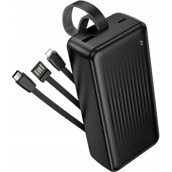 Power Bank 30000mAh Με Ενσωματωμένα Καλώδια Type-C, Lightning & USB Borofone BJ79B