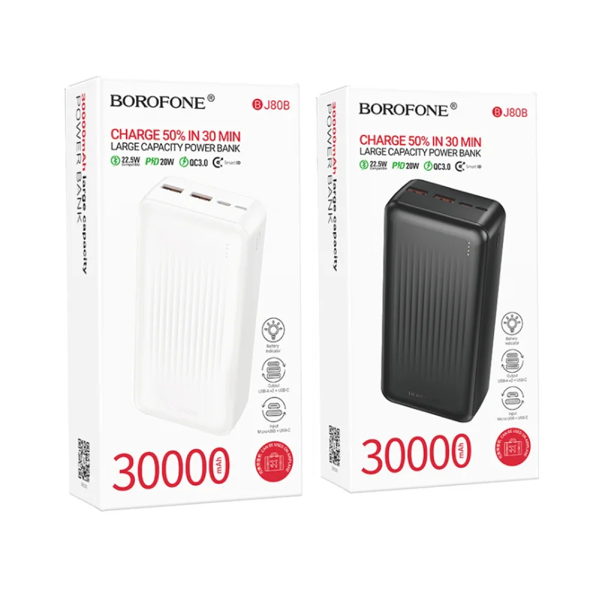 Power Bank 30000mAh Με Γρήγορη Φόρτιση 22.5W QC 3.0 & PD 20W Borofone BJ80B Clever - Image 6