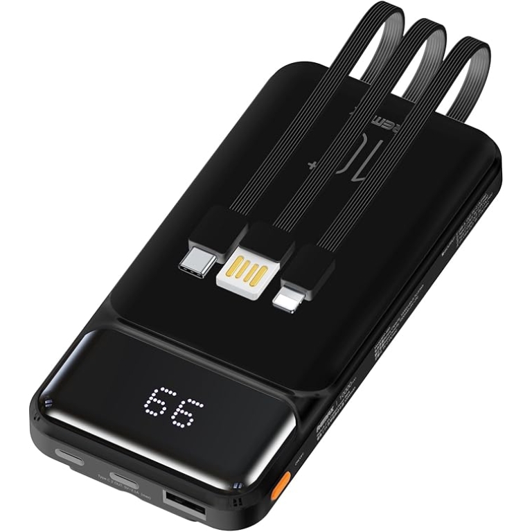 Powerbank 10000mAh Με Ενσωματωμένα Καλώδια Και LED Οθόνη Remax RPP-683