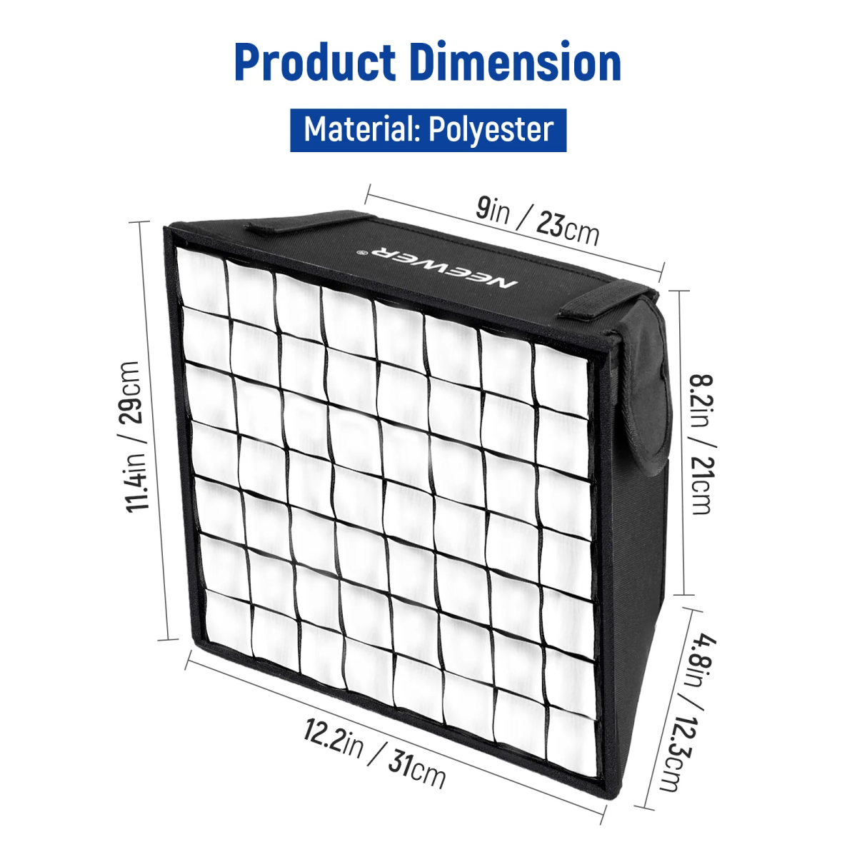 Πτυσσόμενο Softbox Φωτισμού Με Grid Για LED Panel Neewer NL660 31x29cm - Image 2