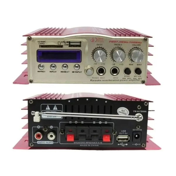 Ραδιοενισχυτής Bluetooth WG-308BT 2 Καναλιών με MP3, USB & Τηλεχειριστήριο