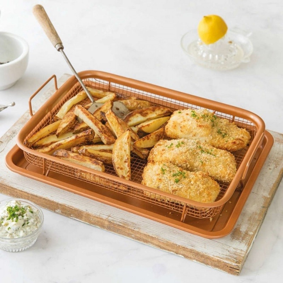 Σετ Αντικολλητικό Ταψί & Σίτα Μαγειρέματος 2τμχ για Τηγάνισμα Χωρίς Λάδι στο Φούρνο - Image 2