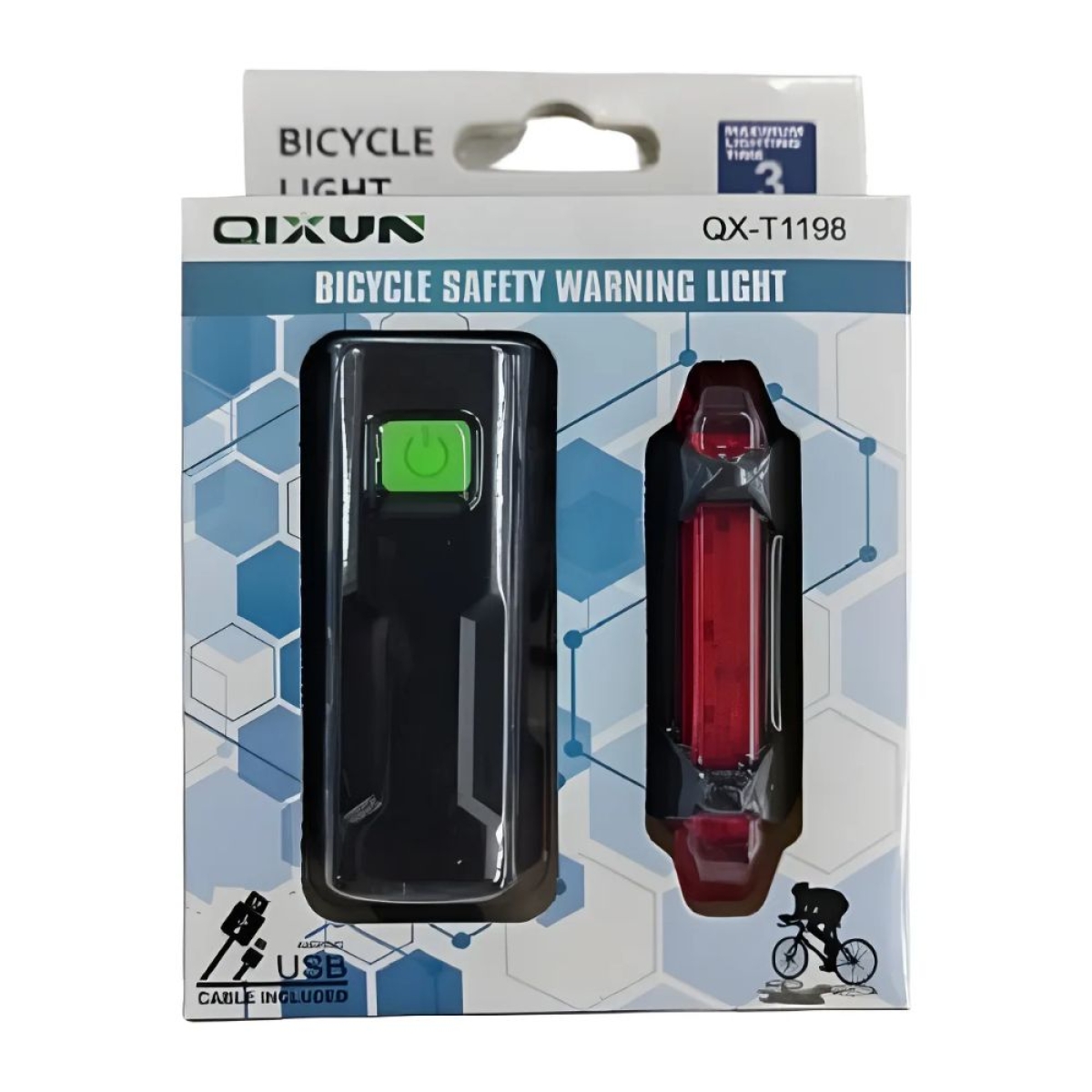 Σετ Εμπρόσθιο/Οπίσθιο Φως Ποδηλάτου QIXUN QX-T1198 LED με USB