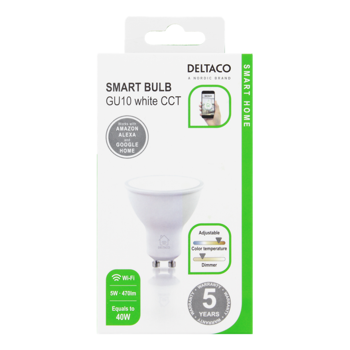 Deltaco λάμπα Led 5W GU10 470lm 2700K-6500K dimmable SH-LGU10W - Image 2