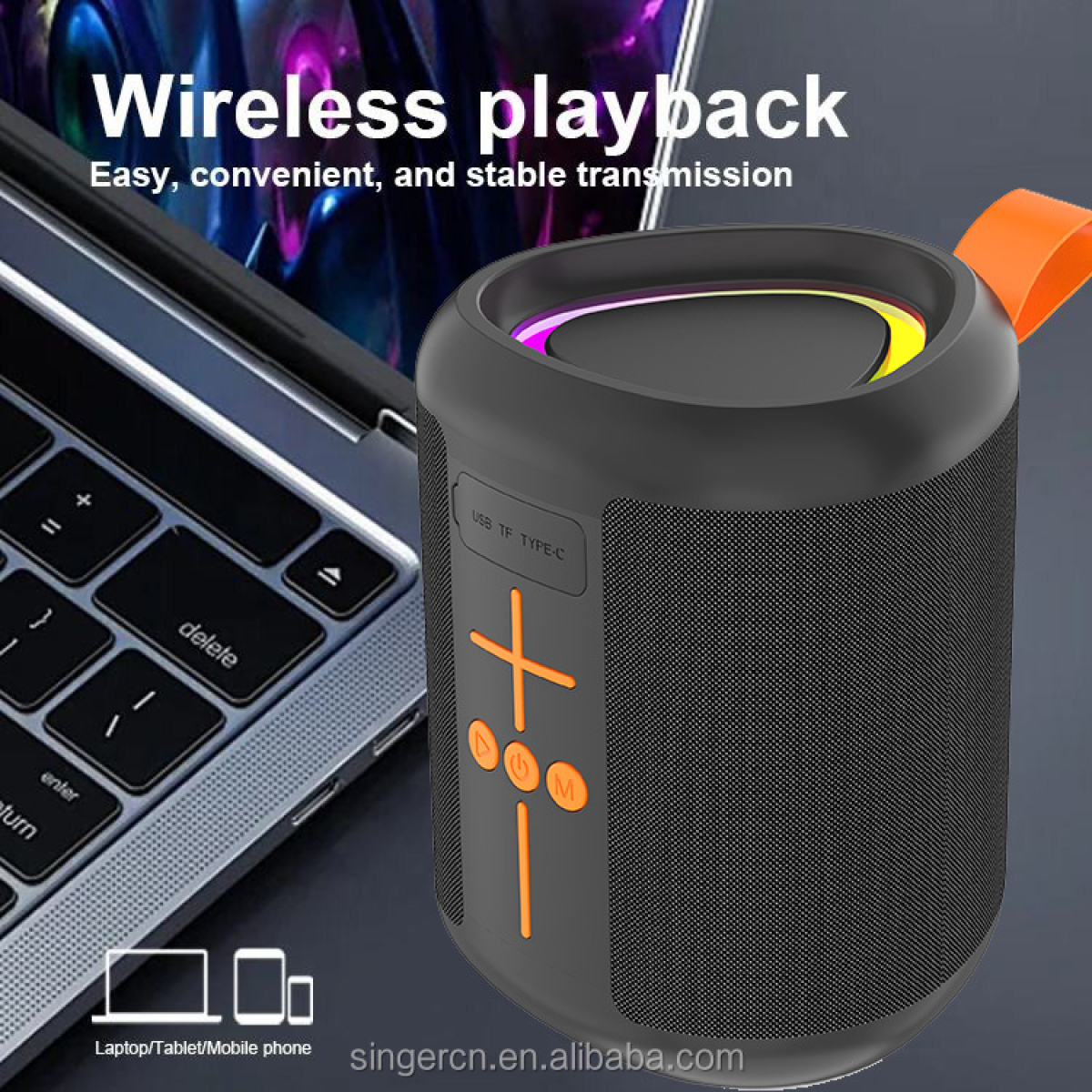 SingE Φορητό Ασύρματο Ηχείο Bluetooth 5.3 Με RGB Φωτισμό ZQS-P12 - Image 5