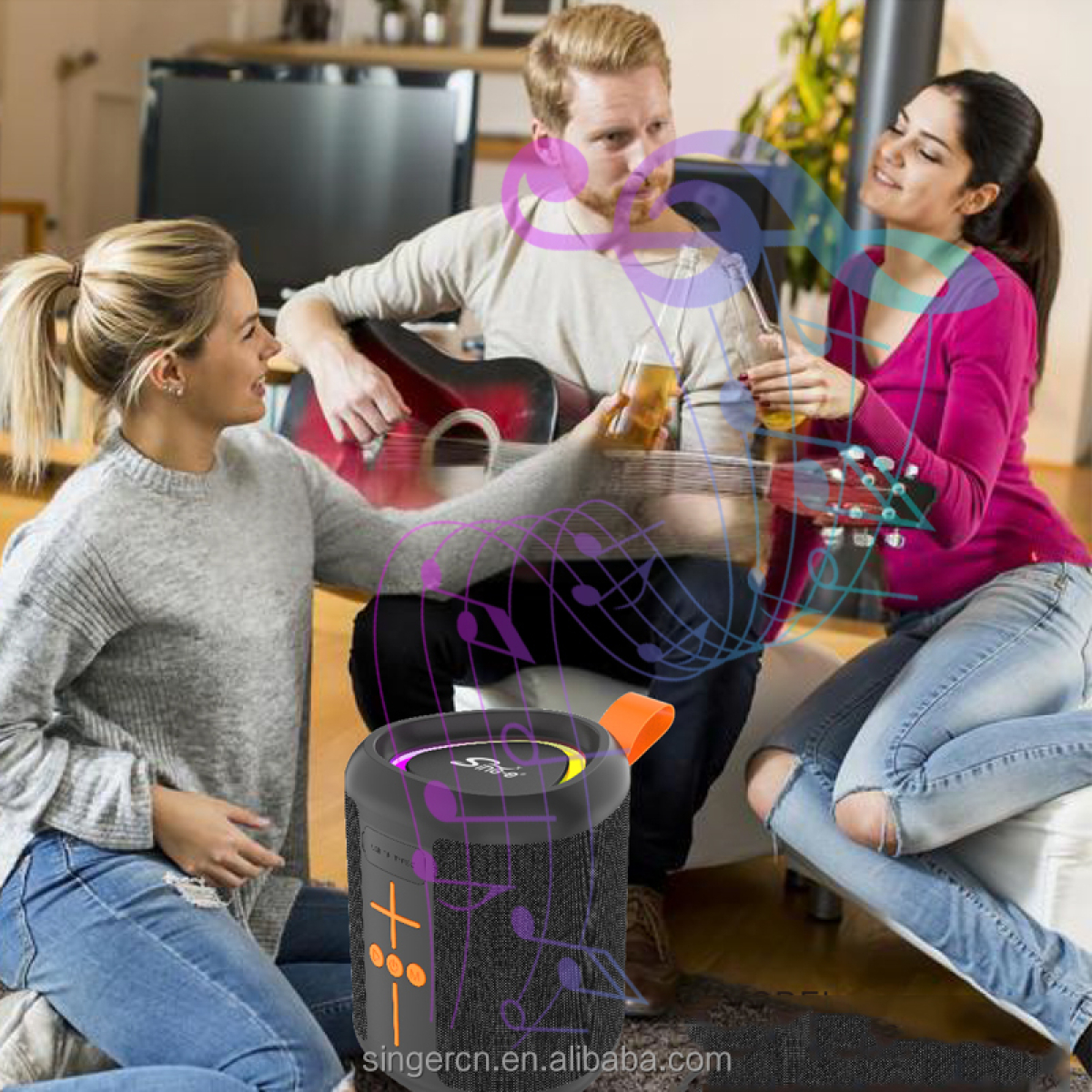 SingE Φορητό Ασύρματο Ηχείο Bluetooth 5.3 Με RGB Φωτισμό ZQS-P12 - Image 7