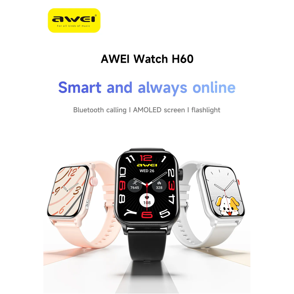 Smartwatch AMOLED 1.95" Με Κλήσεις Bluetooth & Παρακολούθηση Υγείας Awei H60 - Image 2