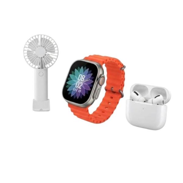 Smartwatch H66PLUS Σετ 3-σε-1 με Ασύρματα Bluetooth Ακουστικά & Φορητό Mini Ανεμιστήρα