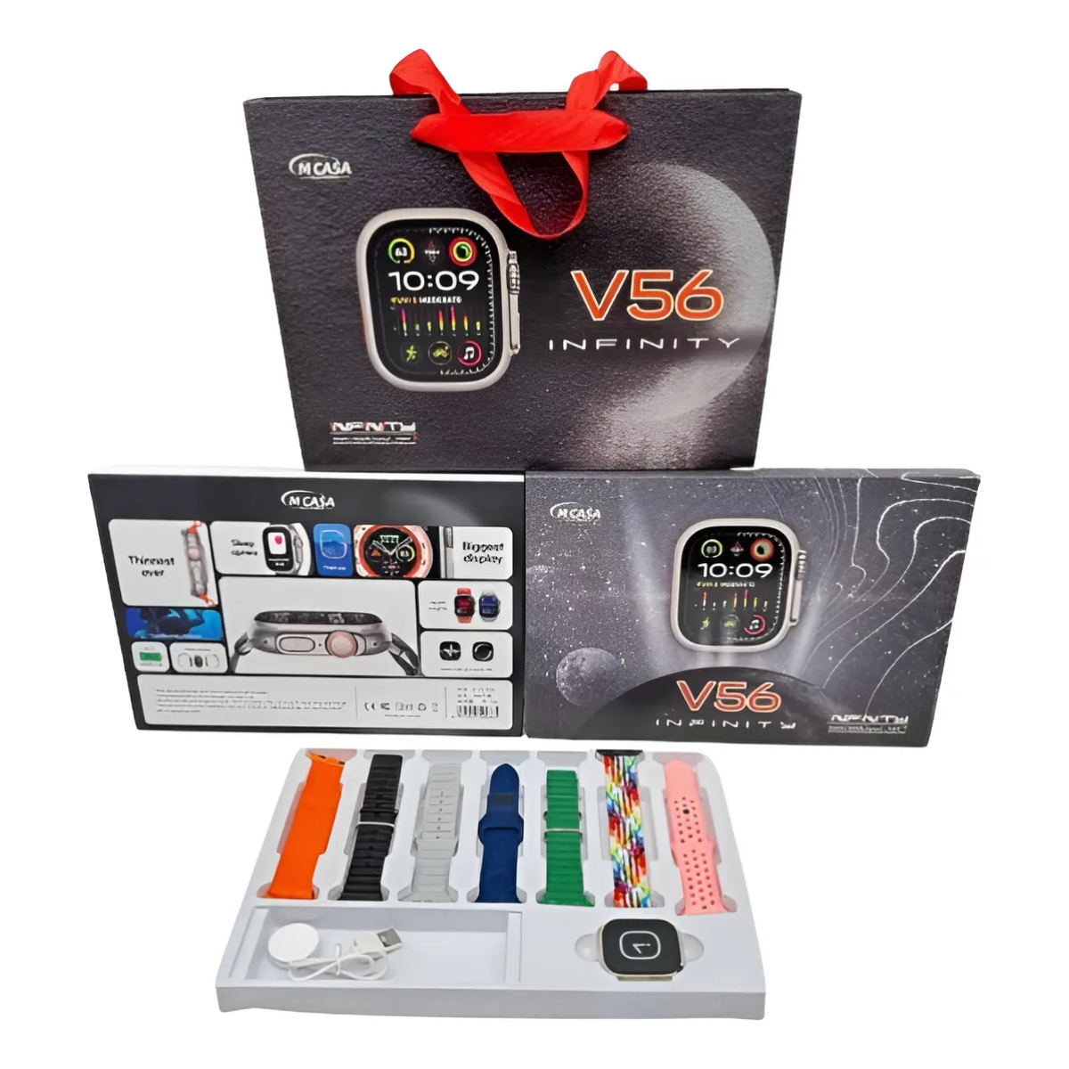 Smartwatch Με 7 Λουράκια Και Ασύρματο Φορτιστή V56 Infinity - Image 4