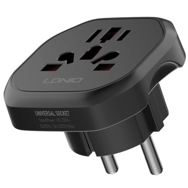 Ταξιδιωτικός Αντάπτορας Πρίζας 2500W Universal EU/US/UK/AU Μαύρος Ldnio Z7