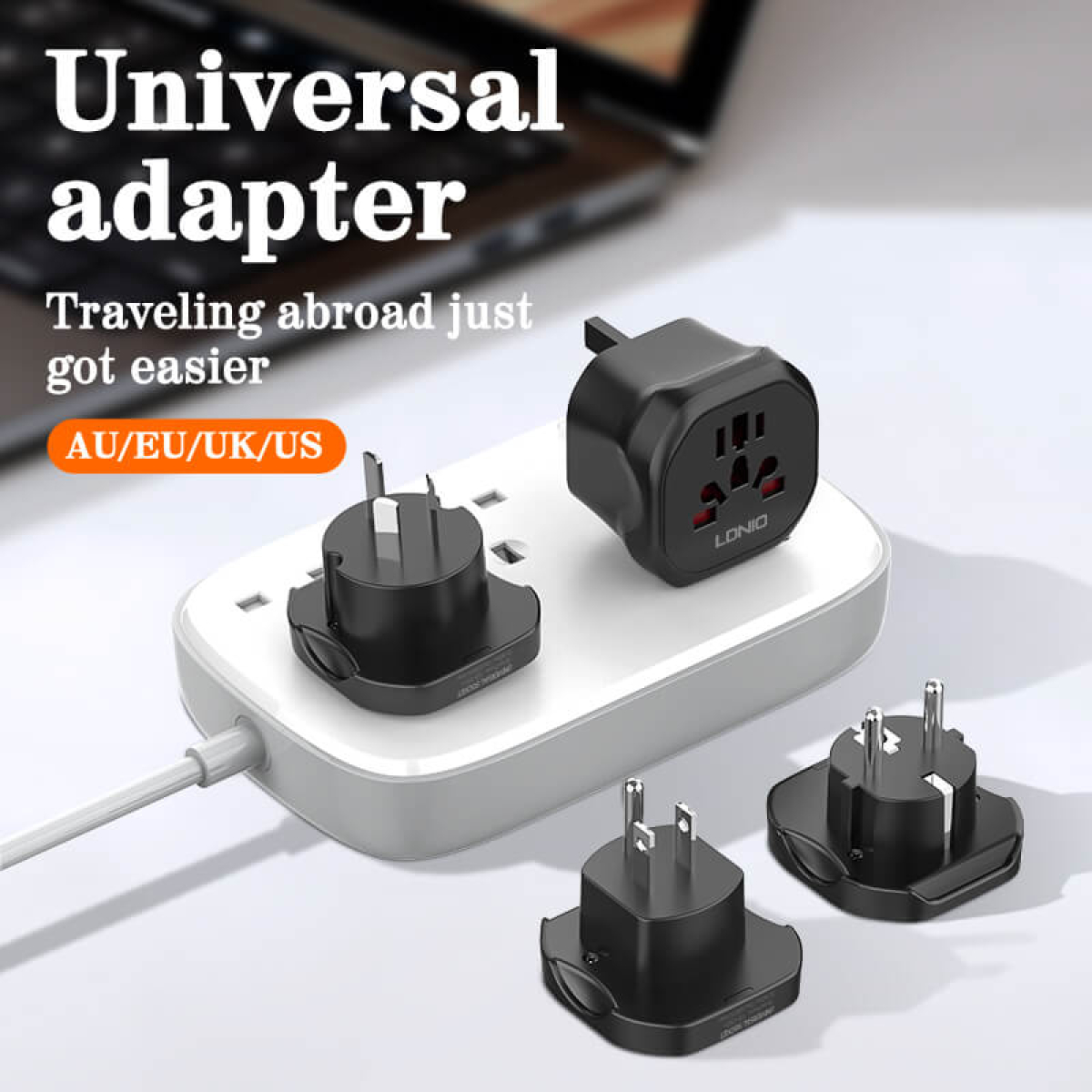 Ταξιδιωτικός Αντάπτορας Πρίζας 2500W Universal EU/US/UK/AU Μαύρος Ldnio Z7 - Image 2