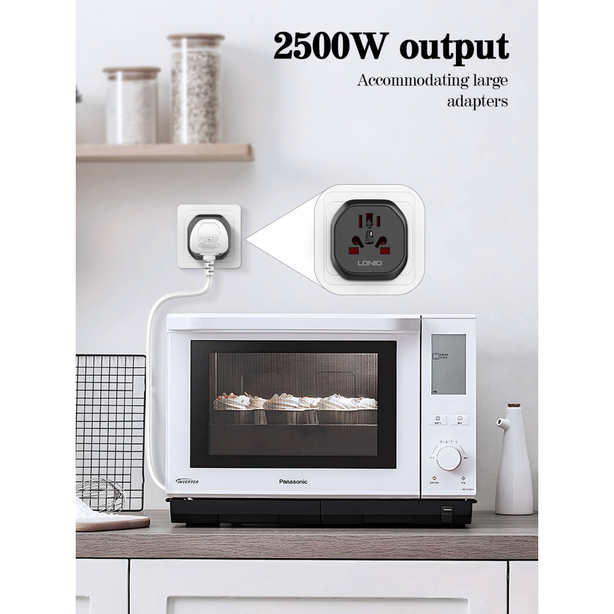 Ταξιδιωτικός Αντάπτορας Πρίζας 2500W Universal EU/US/UK/AU Μαύρος Ldnio Z7 - Image 4