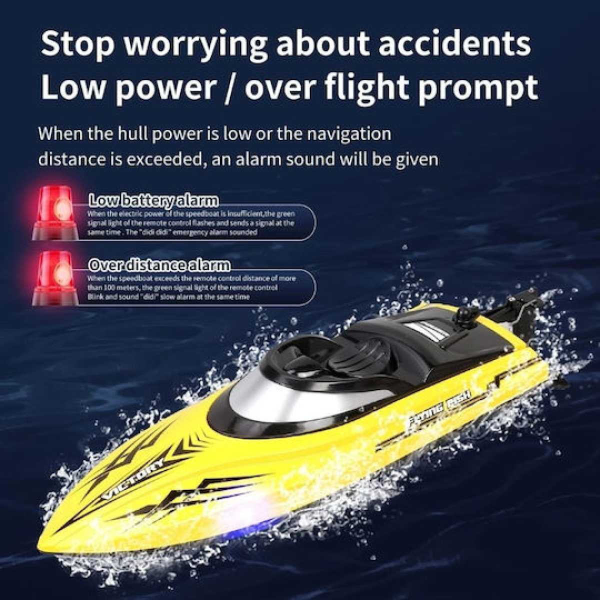 Τηλεκατευθυνόμενο Ταχύπλοο RC 2.4GHz Με Φώτα LED 25 Km/h 30cm Hj811 - Image 6