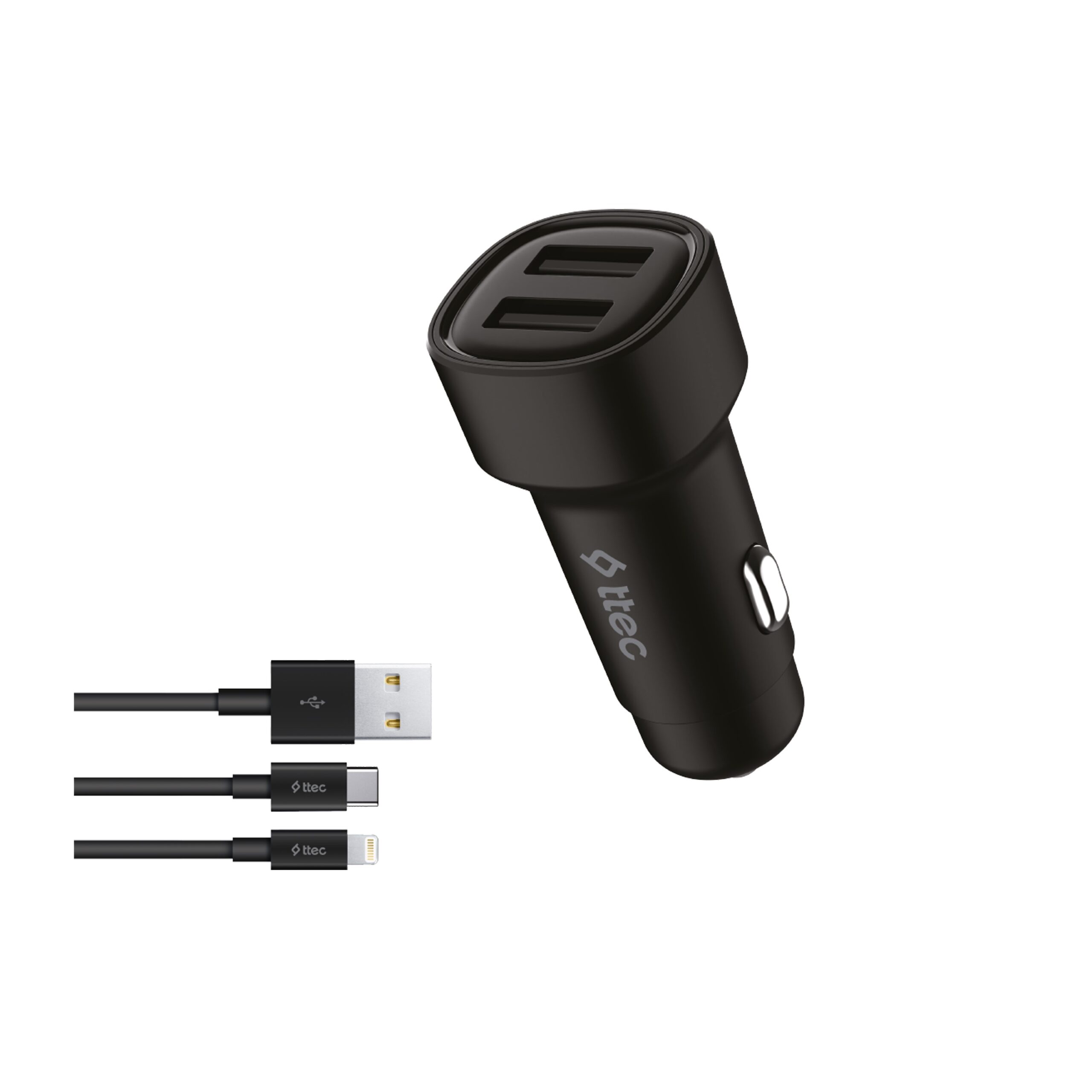SmartCharger™ Φορτιστής αυτοκινήτου Duo 3.1A/15.5W USB-A με Lightning+USB-C Καλώδιο